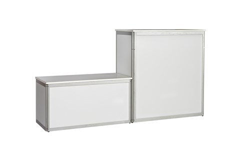 Platform, alu profile w/ white side and top plates, H: 104 W: 100 D: 50 cm